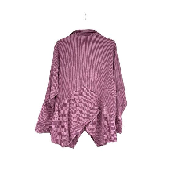 Mill Valley Clothing Co Pink Stripe Cotton Long Sleeve Hobo Top Shirt Tunic 1X - Picture 4 of 6